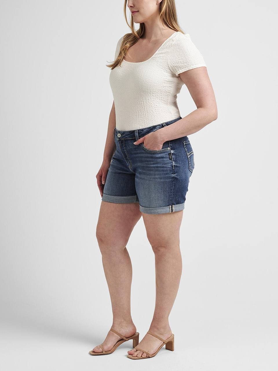 Silver Jeans Boyfriend Mid Rise Shorts Plus Size Indigo 12W NWT $89