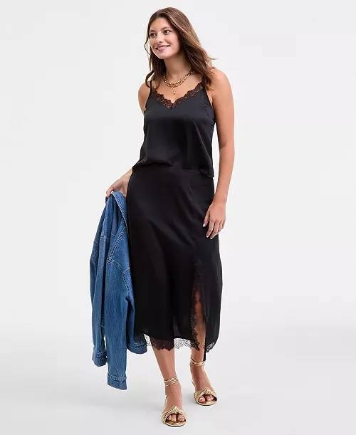 On 34th Lace-Trim V-Neck Tank Black M NWOT $29.50
