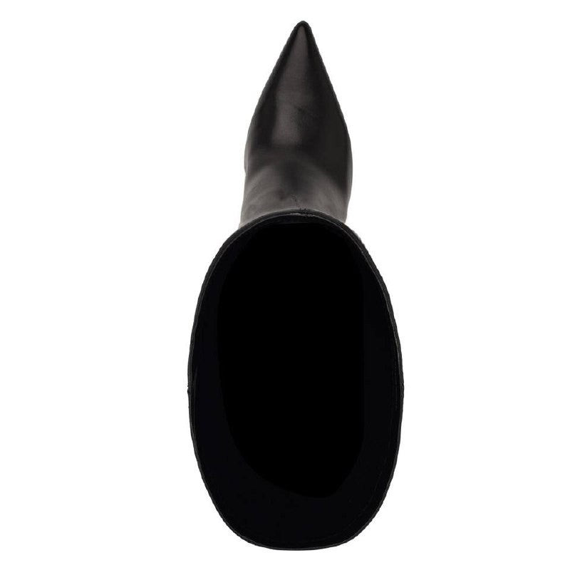 Nine West Nomas Boots 5M Black Leather Knee‑High  Stiletto NIB  msrp$249