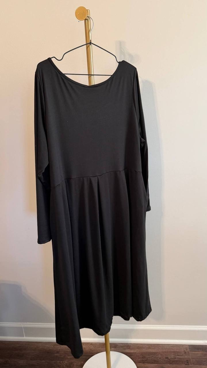 24Seven Comfort Apparel Women’s Long Sleeve Maxi Dress Black 2X $56 NWT