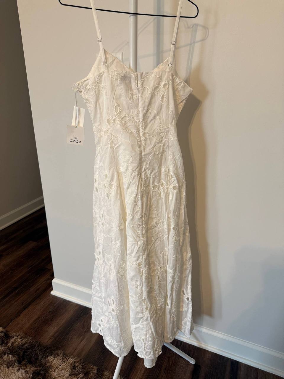 CeCe Embroidered A‑Line Maxi Dress White Size S NWT MSRP$139