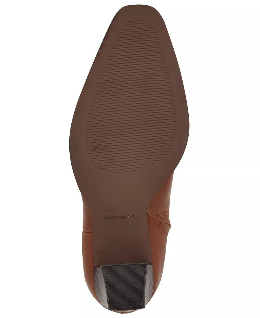 Nine West Zazz Boots 8.5M Medium Natural Leather Tall Square Toe NIB msrp$249