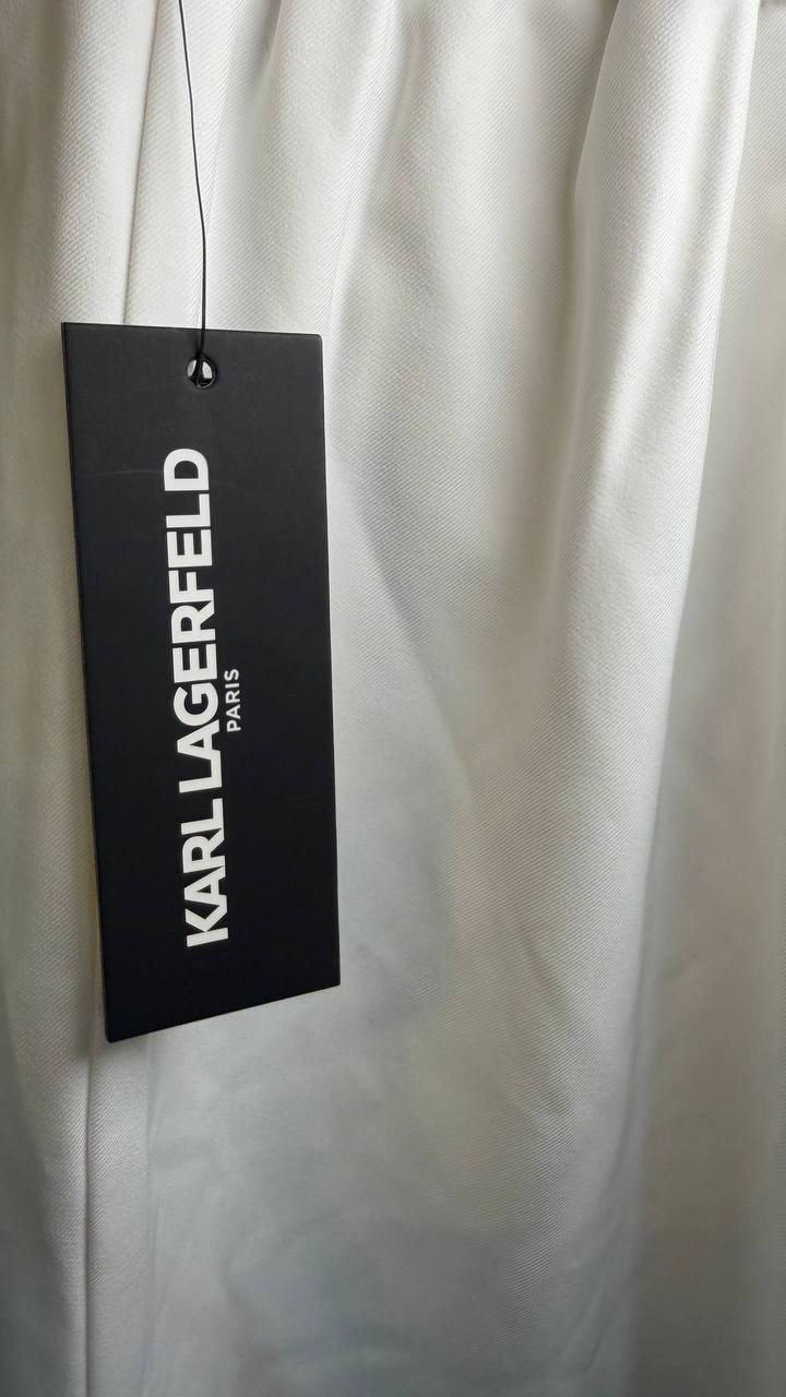 Karl Lagerfeld Paris Women’s Floral‑Hem Pull‑On Pants Karl LagerWhite 4 NWT $149