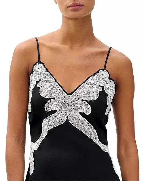 rag & bone “Ann” Embellished Slip Dress – Size 8 – Black Satin – NWT – MSRP$598