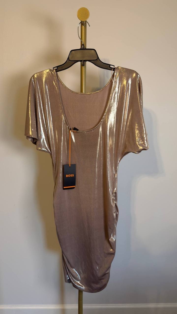 BOSS ECRYSTAL Cocktail Party Dress Beige S NWT $149