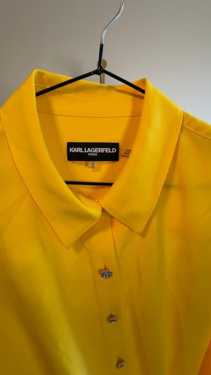 Karl Lagerfeld Paris Asymmetric Button-Front Top Yellow M NWT $99