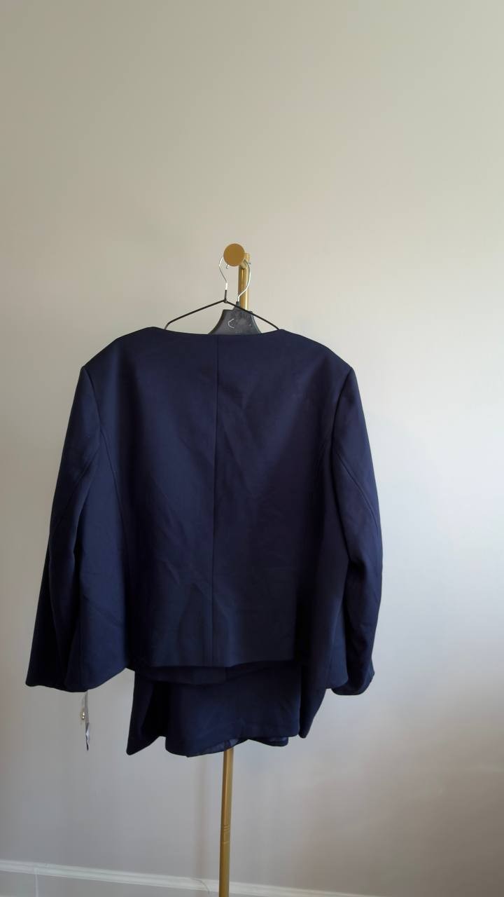 Le Suit Plus Size Square‑Neck Ponte Skirt Suit Midnight Navy 20W NWT $320