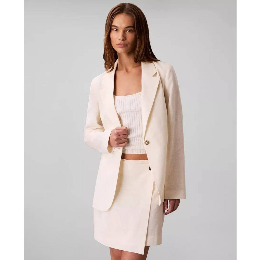 Calvin Klein Linen‑Blend One‑Button Blazer – Size 8 – NWT – $139