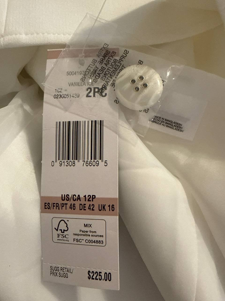 Le Suit Petite Jacket & Pant Suit– Ivory– Size 12P – NWT – $225