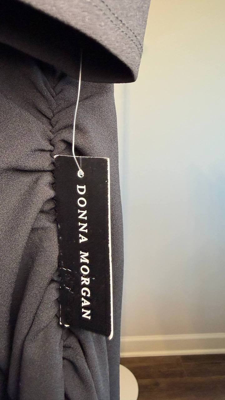 Donna Morgan Long‑Sleeve Zip‑Front A‑Line Dress Black 16 NWT $138