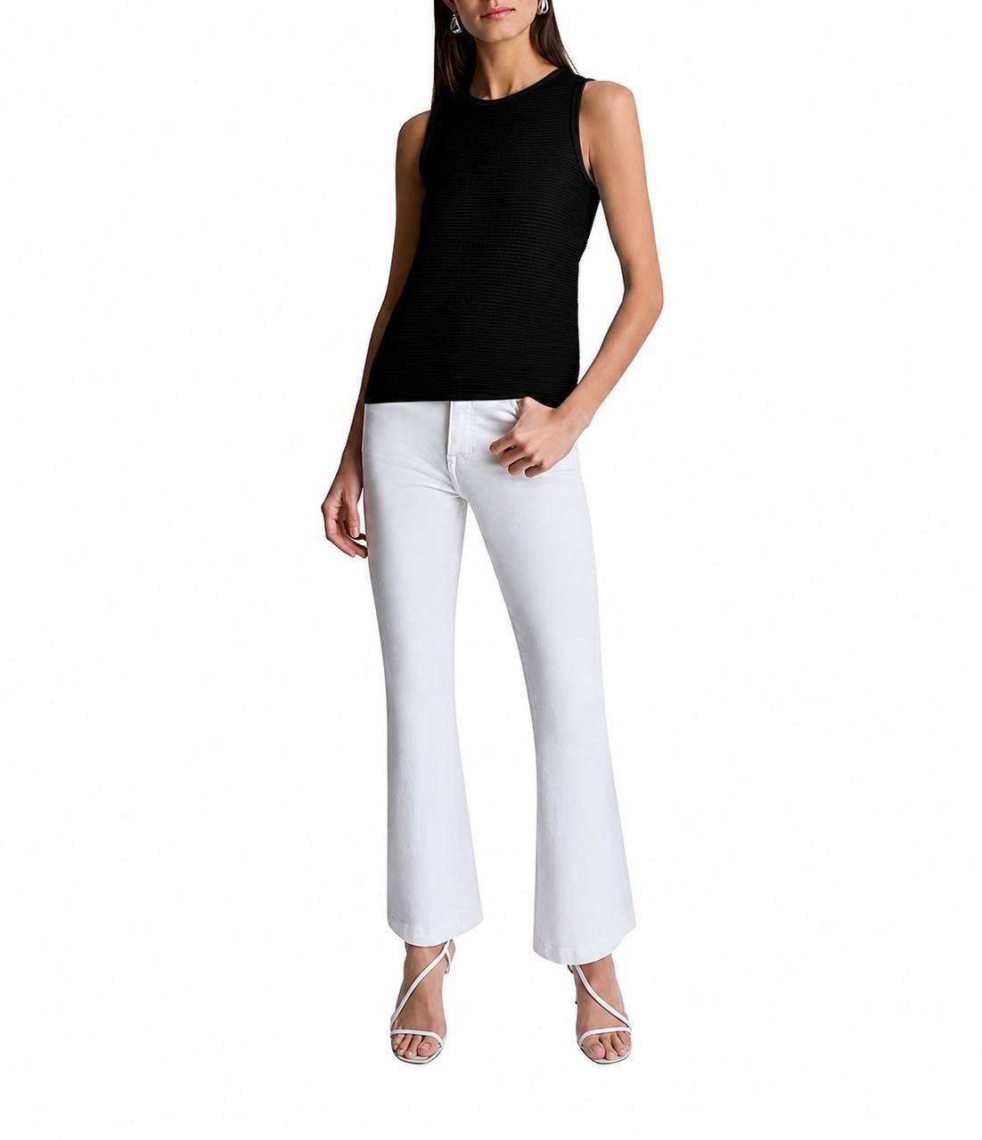 DKNY Sleeveless Textured Knit Racerback Tank Top Black XS NWT $69