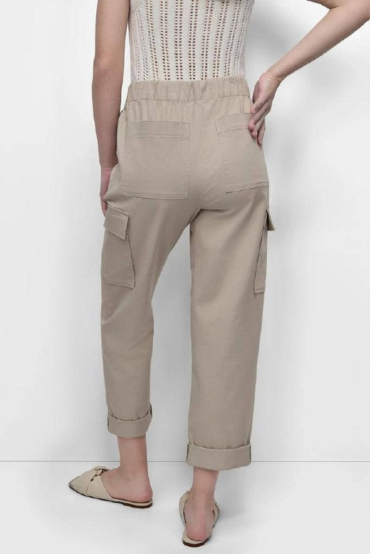DKNY JEANS High‑Rise Pull‑On Cargo Jogger Pebble Size S NWT  msrp$89