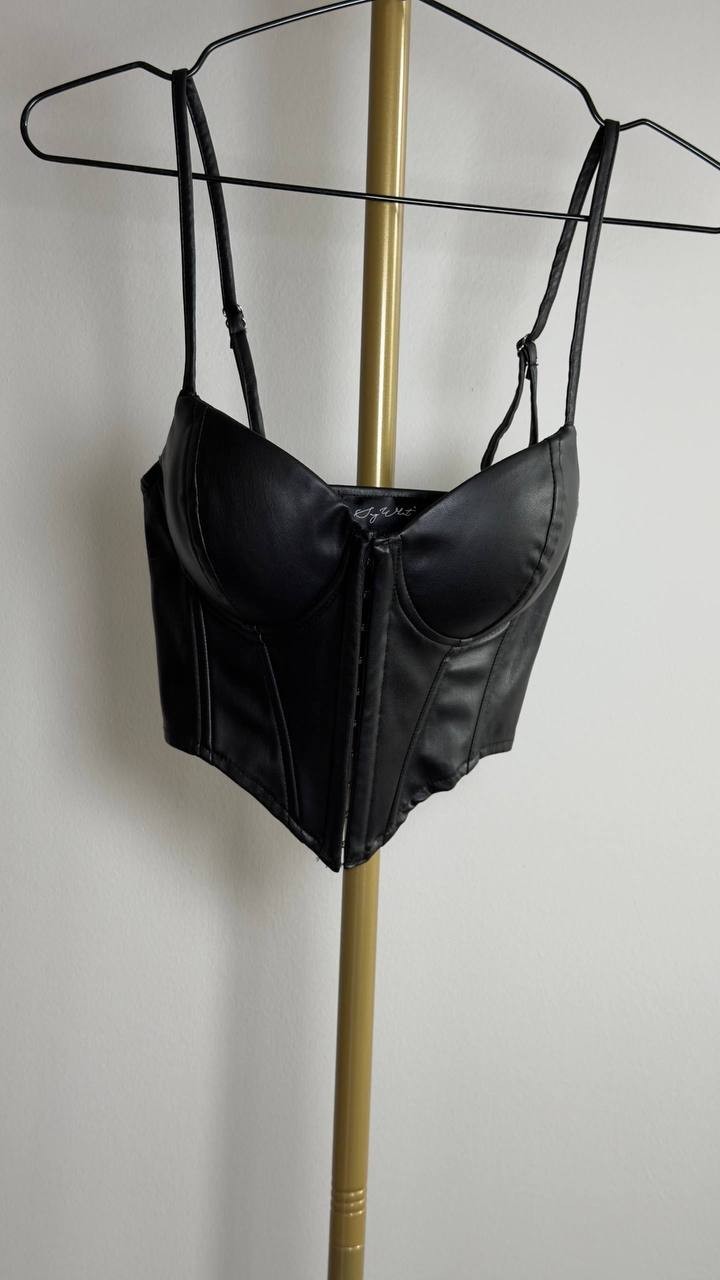 Say What  Faux Leather Corset Top Black S NWOT $32