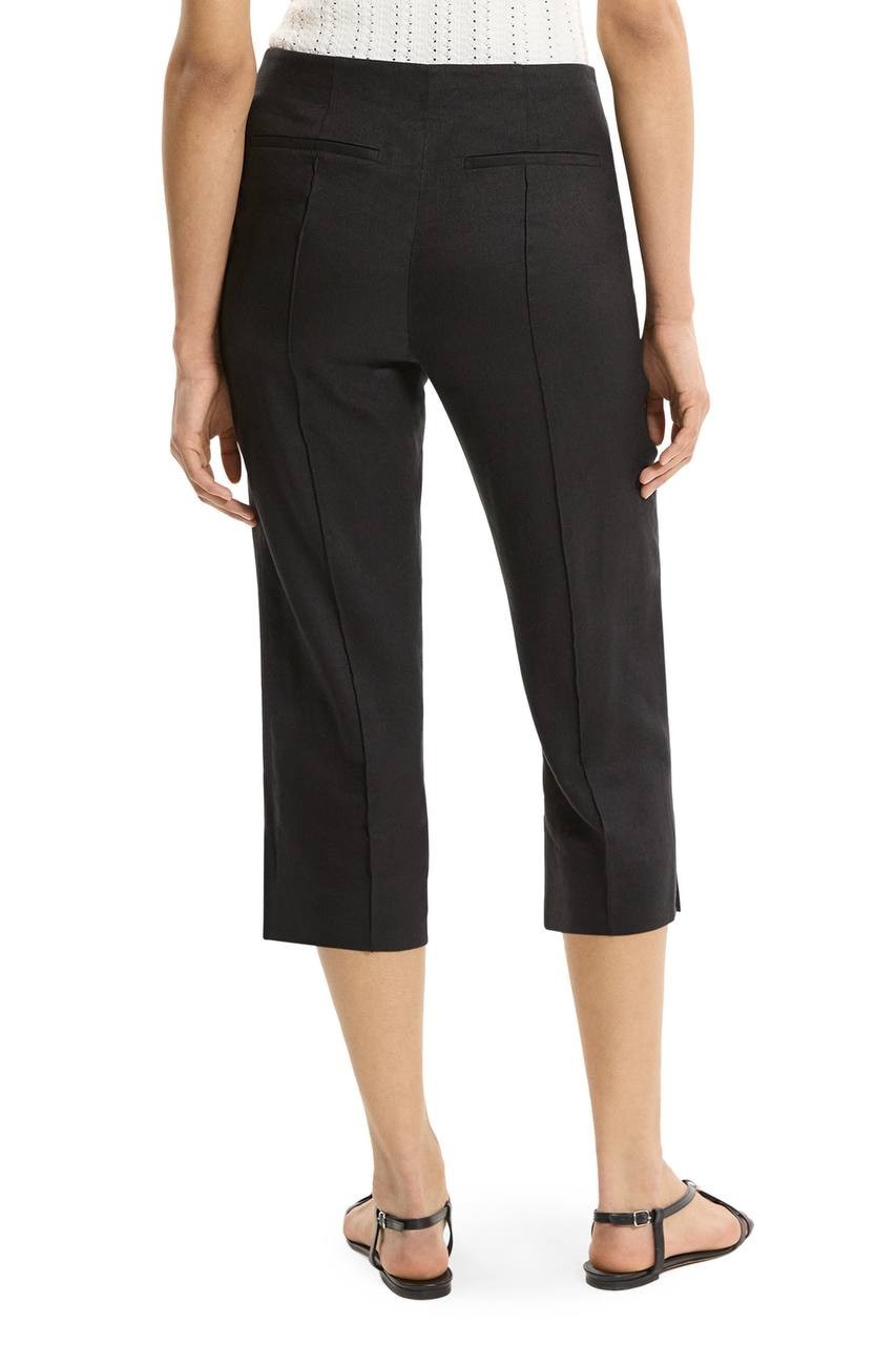 Theory Slit Capri Pants Linen‑Blend High‑Waist Black Size 2 NWT $295