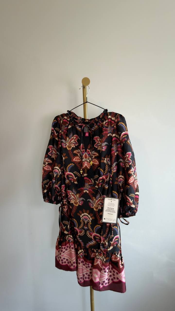 Vince Camuto Women’s Keyhole Pull-On Dress Black Multi Size 6 NWT $168