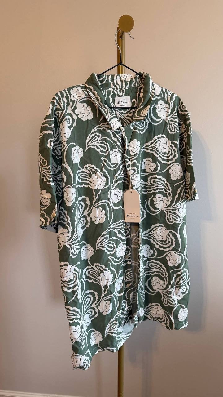 Ben Sherman Men’s Paisley Swirl Print Short Sleeve Shirt L $115 NWT