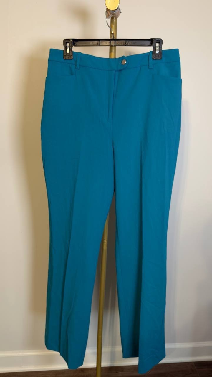 Calvin Klein Women’s Wide‑Leg Mid‑Rise Pants Petrol 12 NWT $109