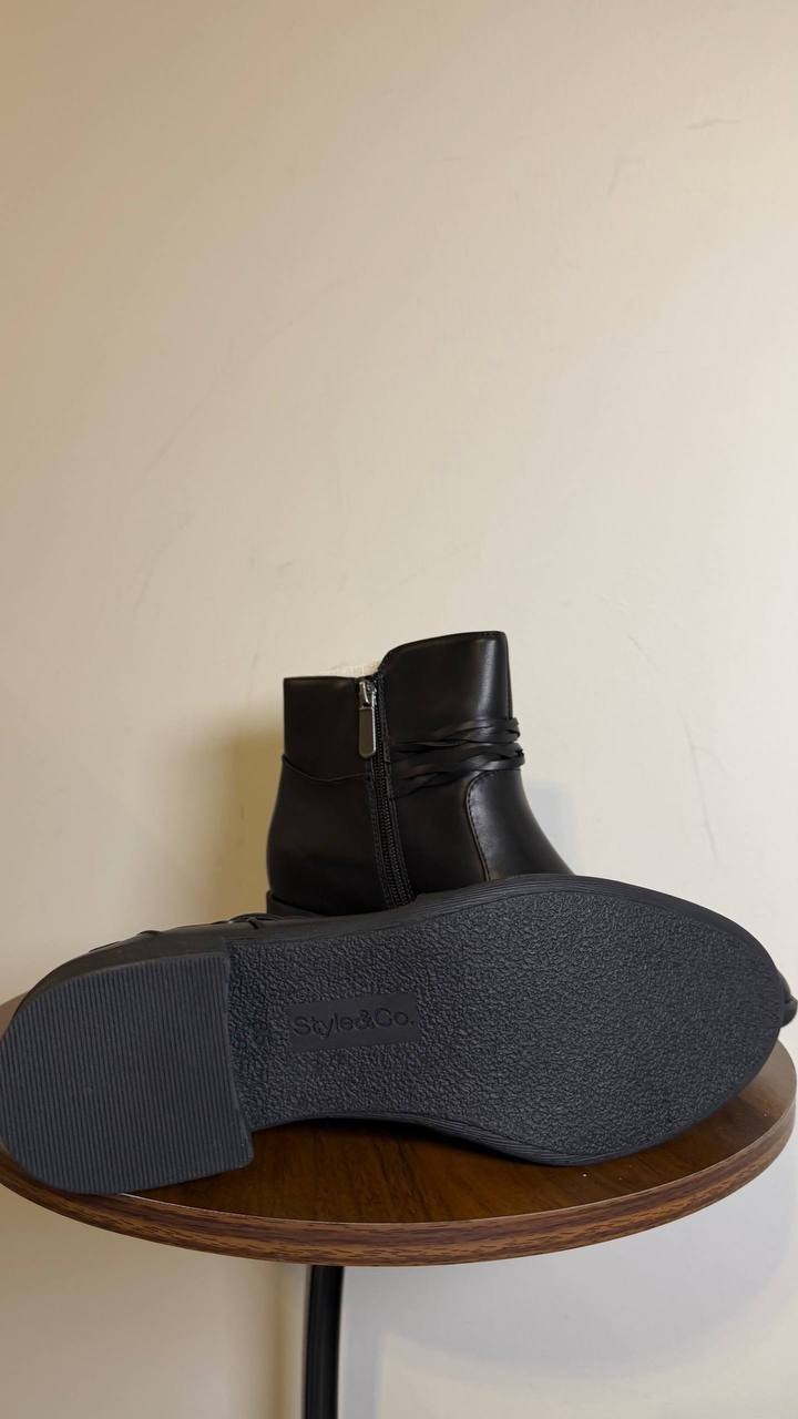 Style&Co Black Polyurethane Booties 8.5M New in Box MSRP $79.90