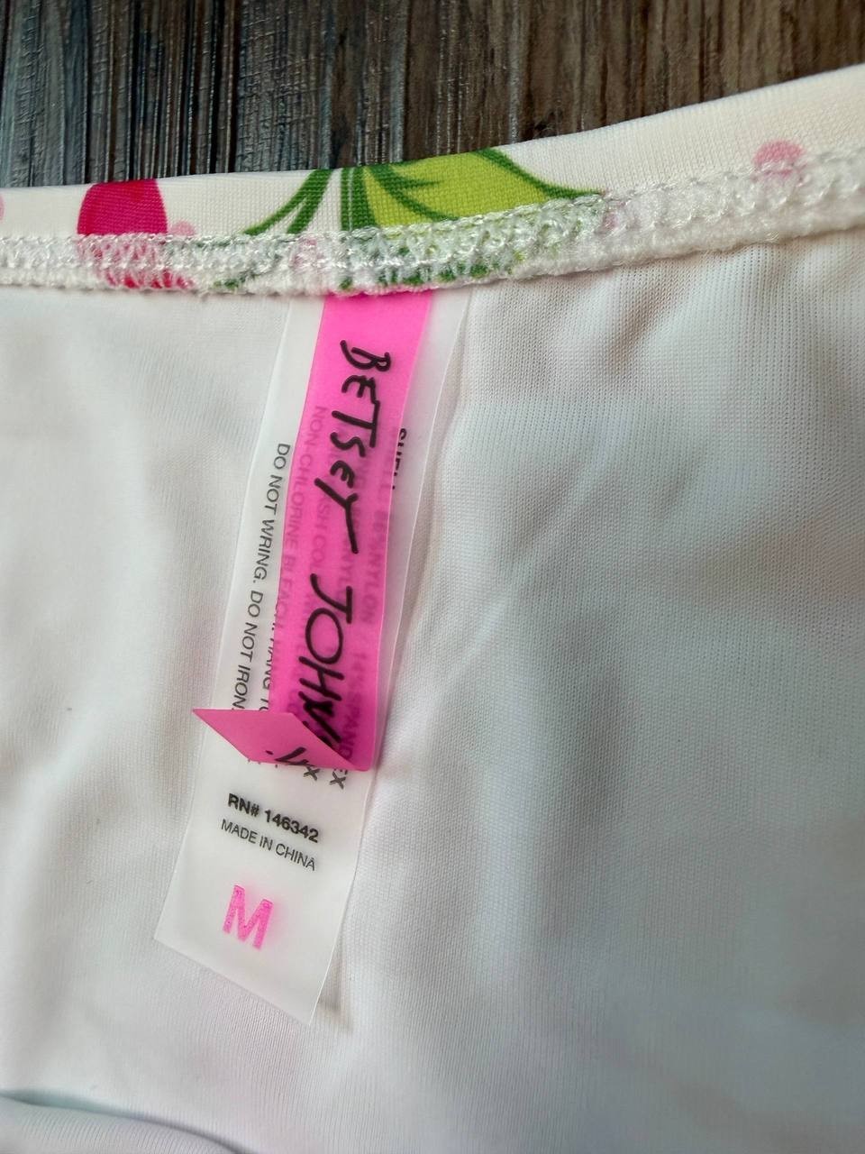 Betsey Johnson Cherry Dot High‑Cut Bikini Bottoms White M NWOT