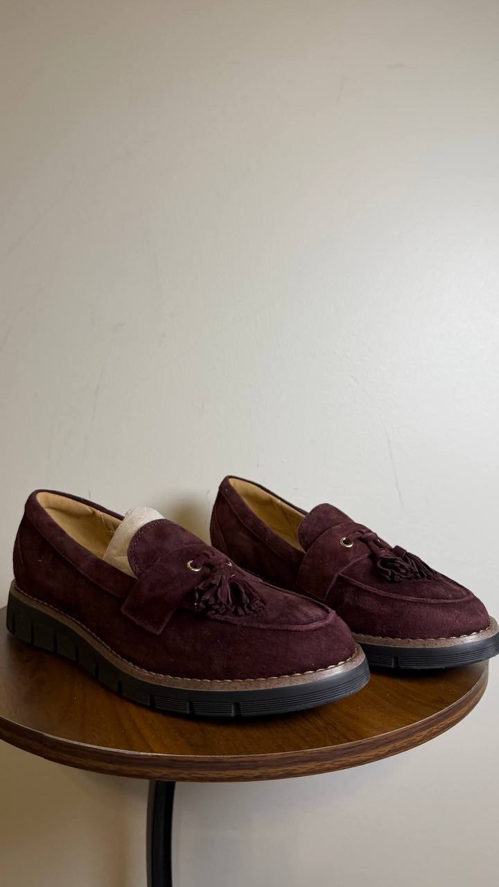 Easy Spirit Vienne eFlex Tassel Slip‑On Loafers Dark Red Suede 8M NWB MSRP $109