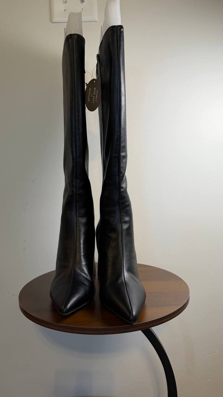 Wild Pair Islah Boots 9.5M Black Man‑Made Knee‑High Pointed Toe NIB msrp$99.90