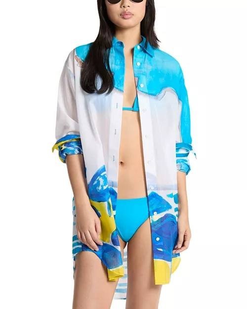 Michael Kors Beach Shirt Dress White L NWOT $148