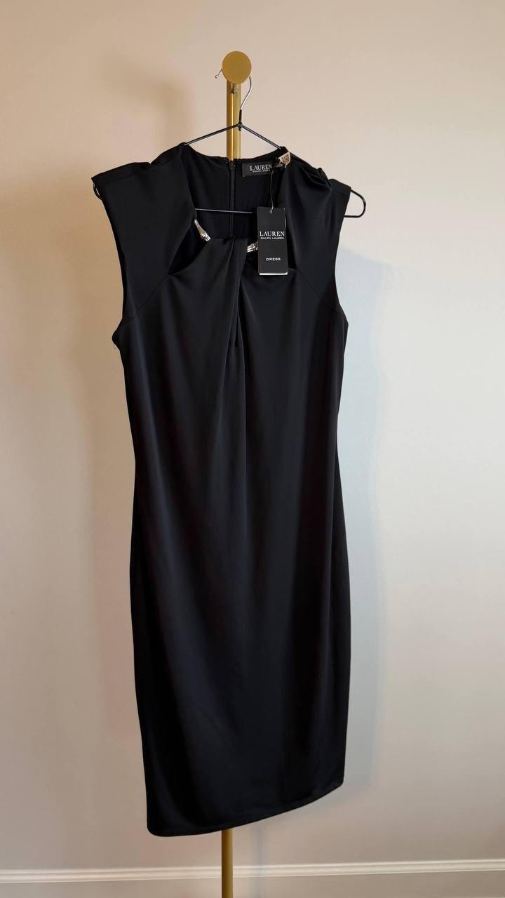 Lauren Ralph Lauren Cutout Jersey Cocktail Dress Black 8 NWT $195