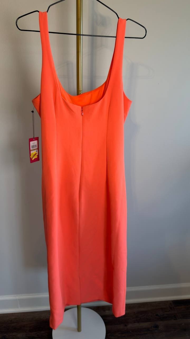 Vince Camuto Square Neck Bodycon Dress Coral 12 NWT $148