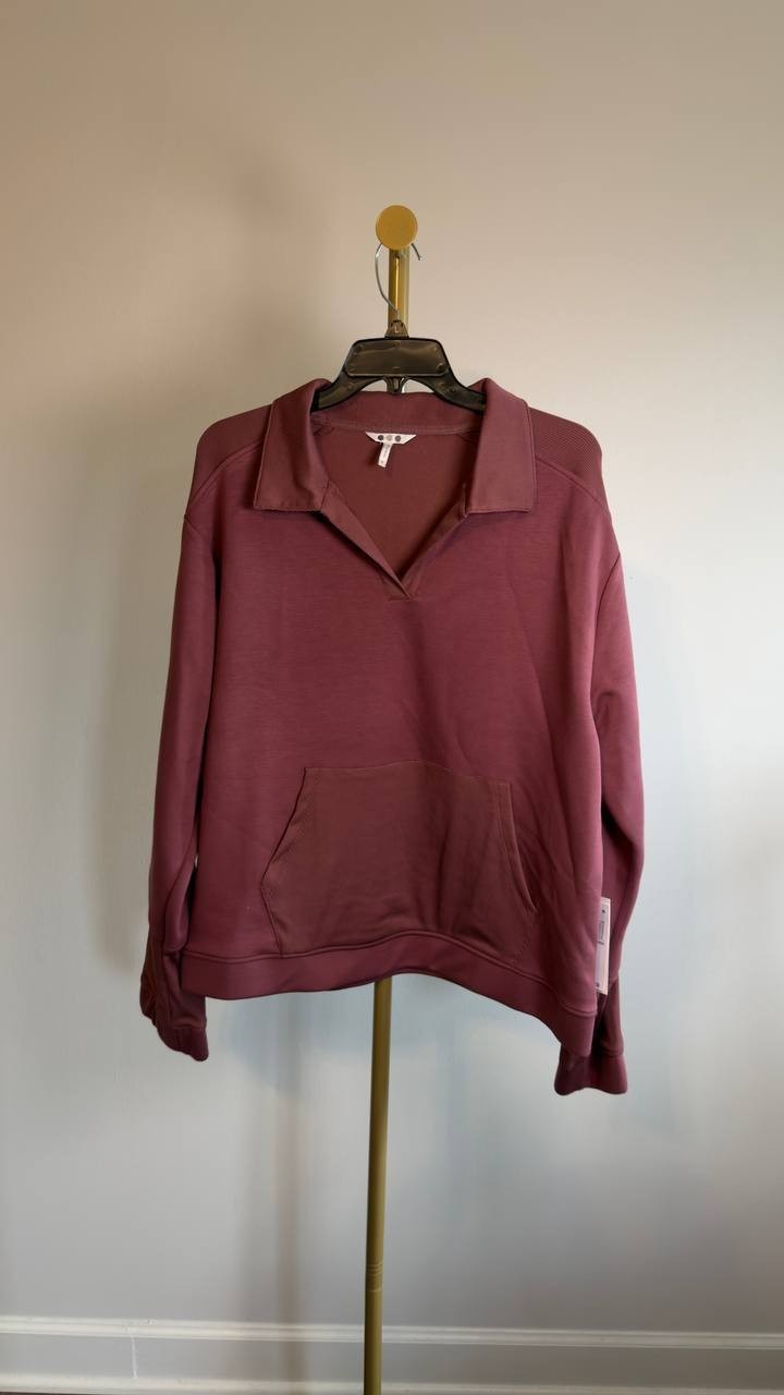 Three Dots Kendra Collared V‑Neck Long Sleeve Top Women’s XL Nocturne NWT $88