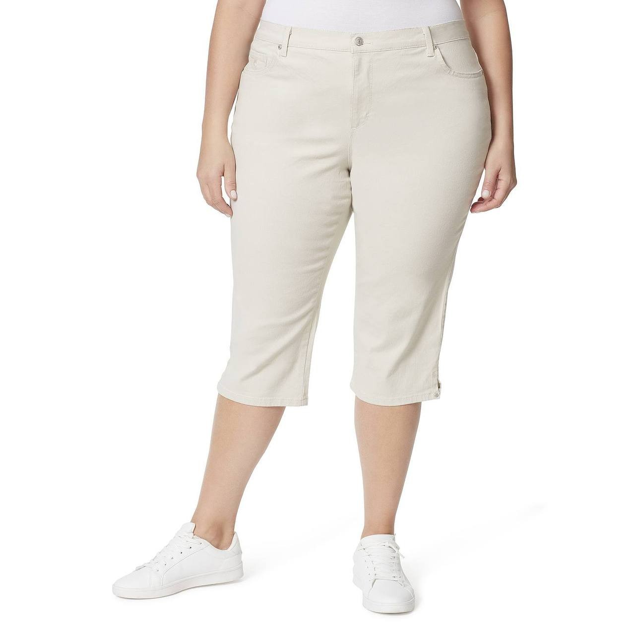 Gloria Vanderbilt Plus Size Amanda Capri Pants Stonewood 20W NWT $50
