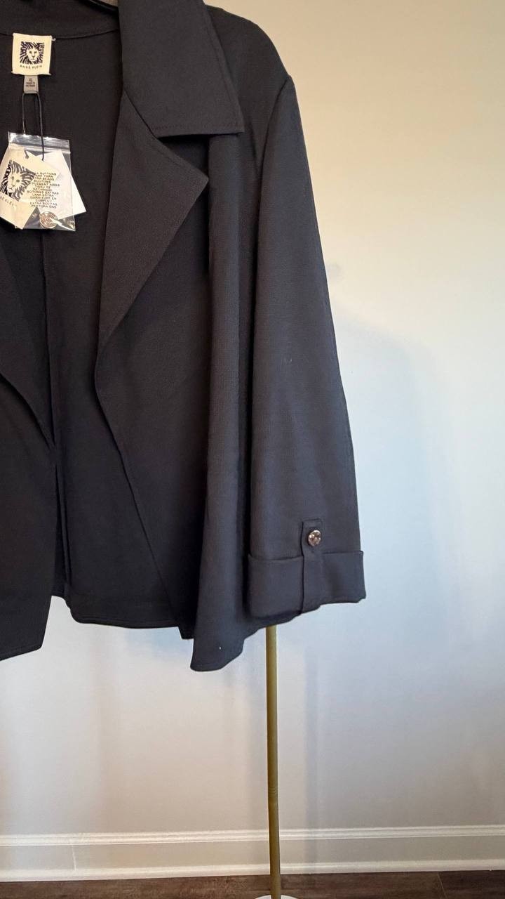 Anne Klein Open‑Front 3/4 Sleeve Blazer Black XL NWT $129