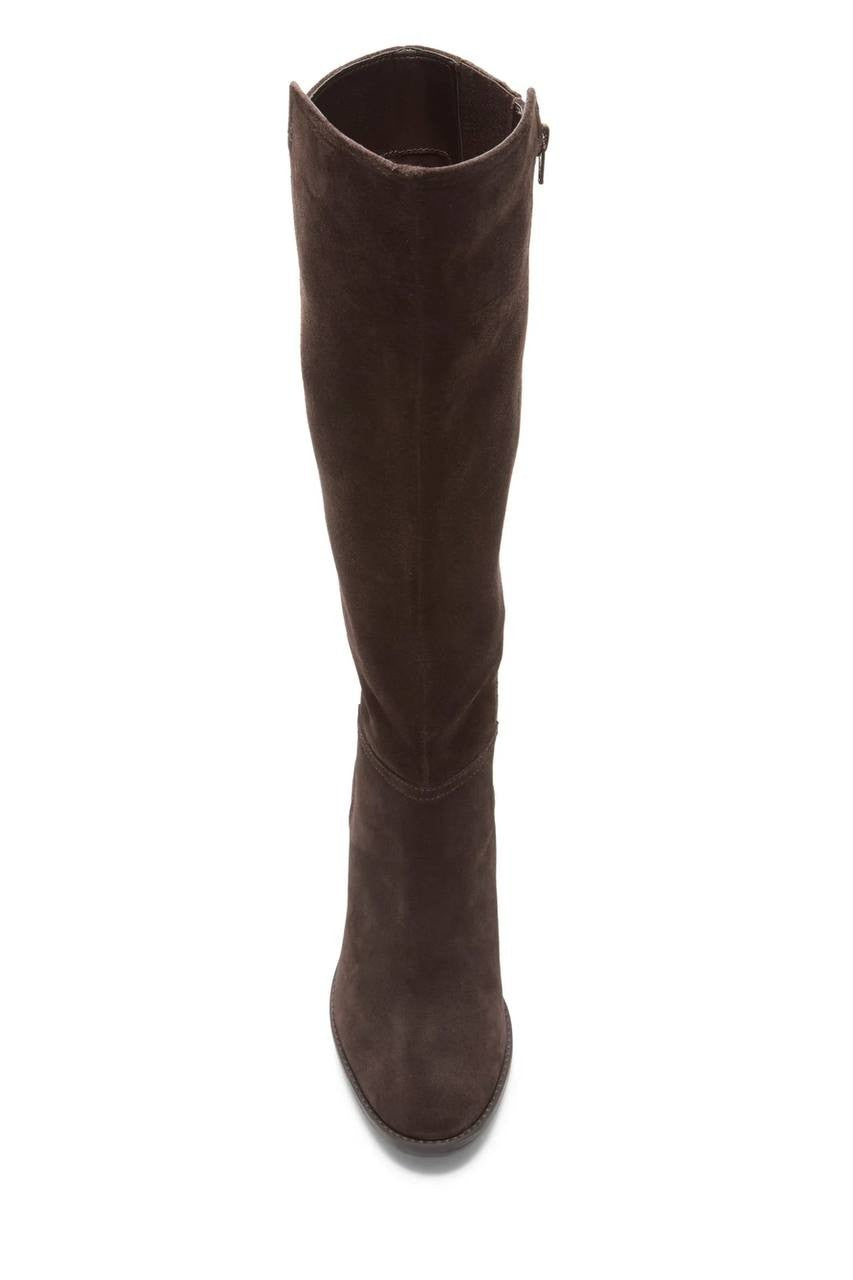 Lucky Brand Bonnay Wide Calf Knee High Boots Dark Brown 6M Suede $189 NWB