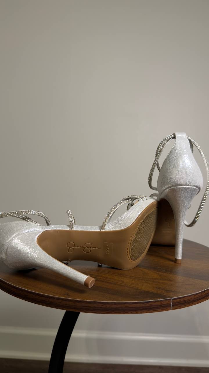Jessica  Simpson  High  Heel  Sandals  Platinum  7.5M  New  $99