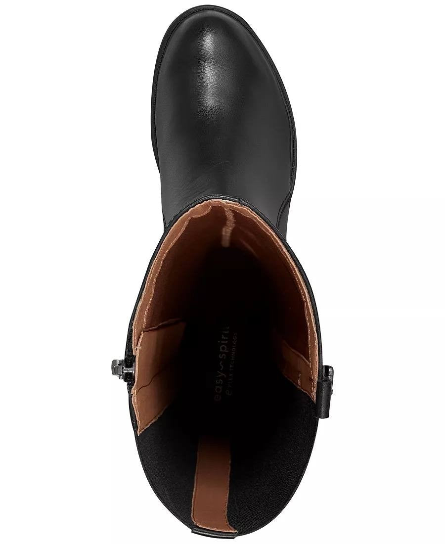 Easy Spirit Jackie Boots 8.5M Black Leather Tall Riding Buckle NIB msrp$199
