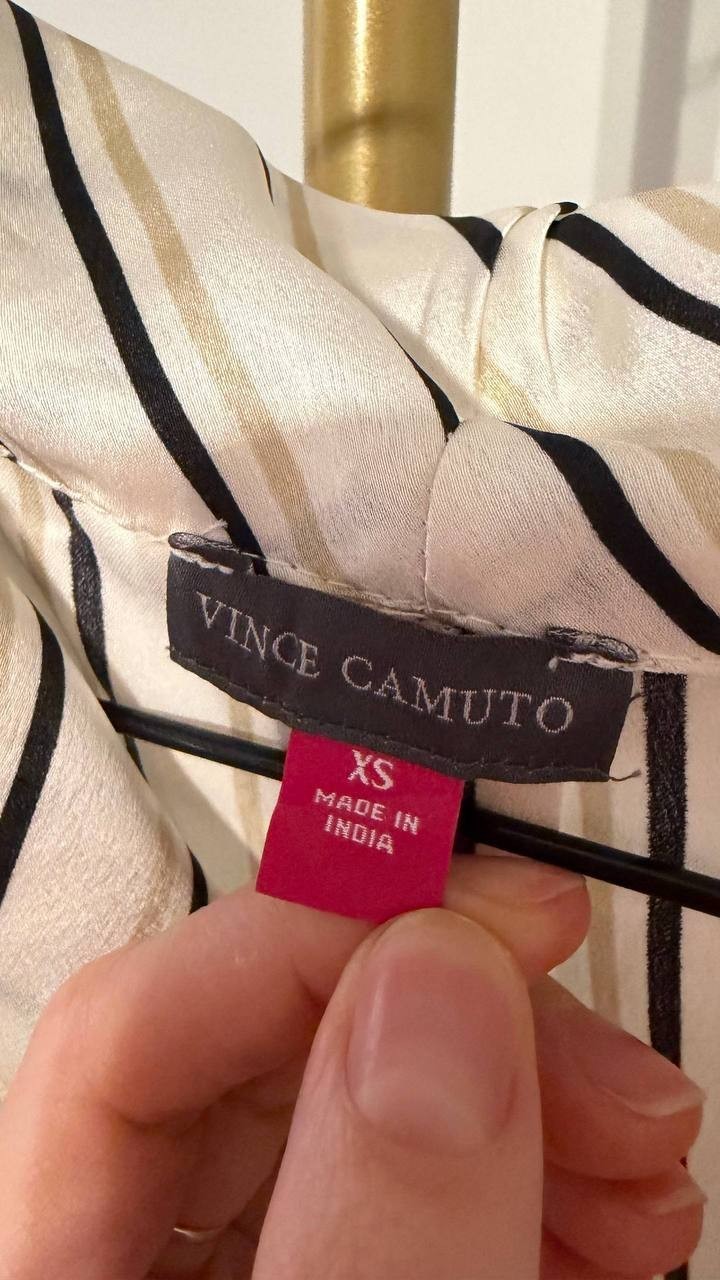 Vince Camuto Sleeveless Top Stripe Cowl Neck Polyester Ivory XS NWT