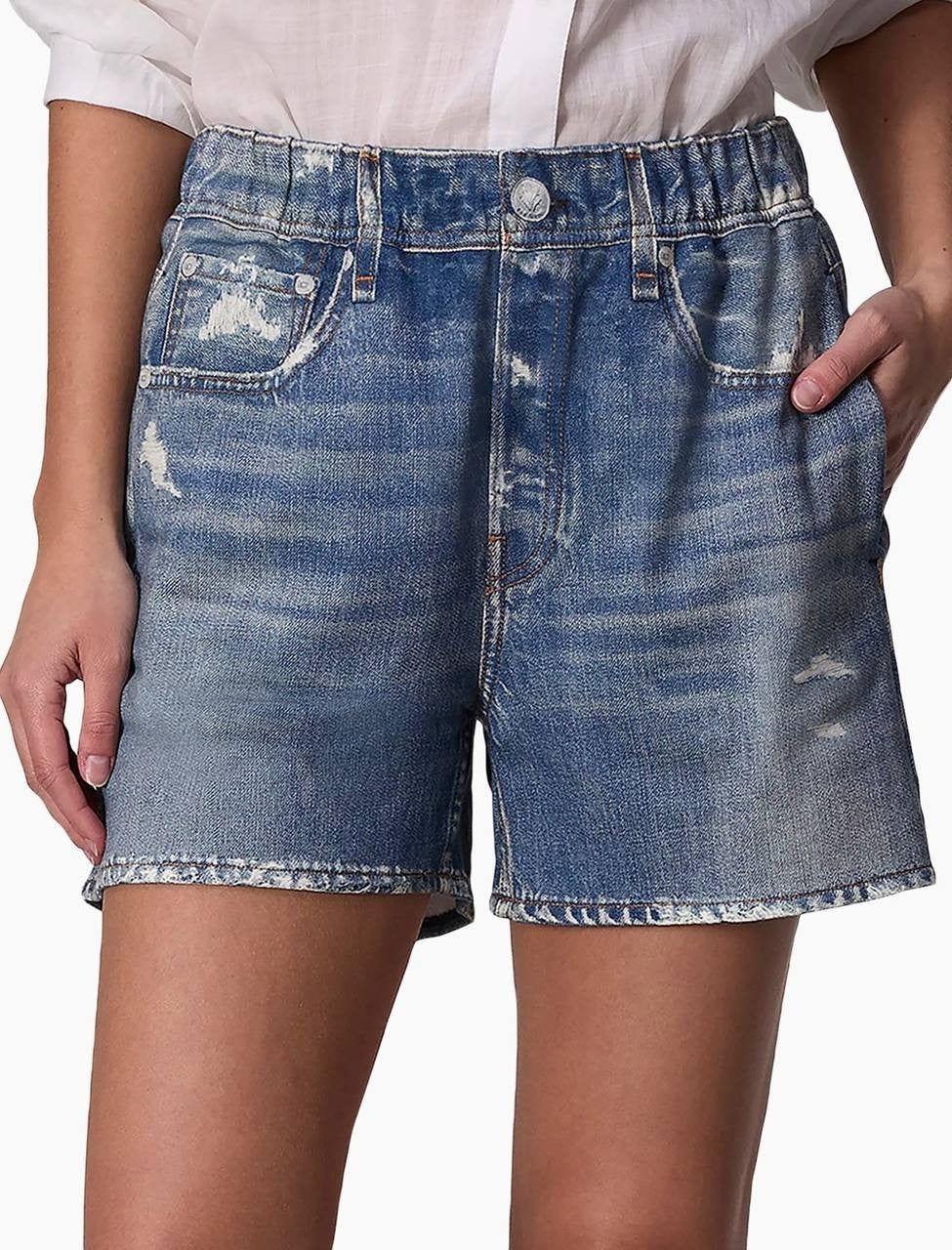 Rag & Bone Miramar Cotton Walking Shorts Mid Wash S/P NWT $108