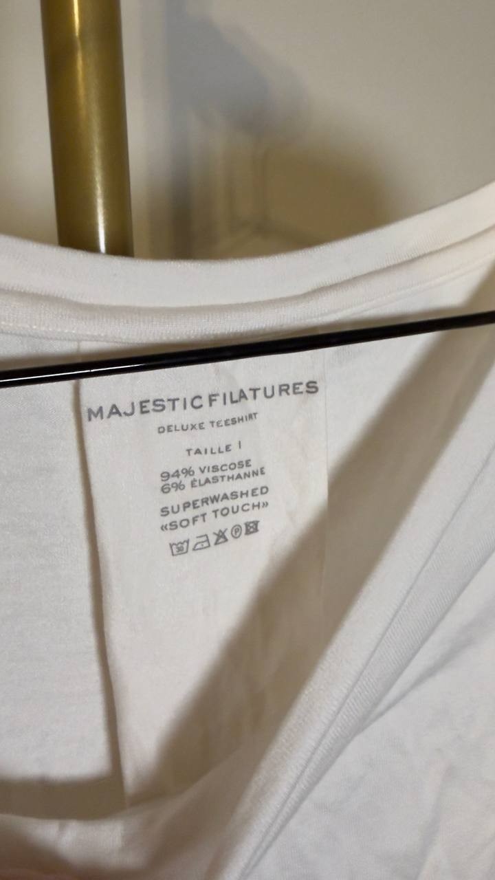 Majestic  Filatures  Soft  Touch    Back  Pleat  T‑Shirt  Blanc  1  NWOT  $150 
