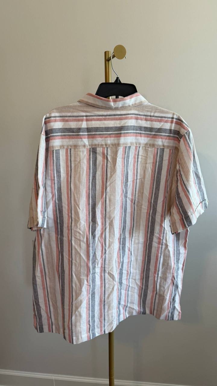 Cubavera Men’s Striped Panel Linen Camp Shirt Short Sleeve XL/EG NWT $80