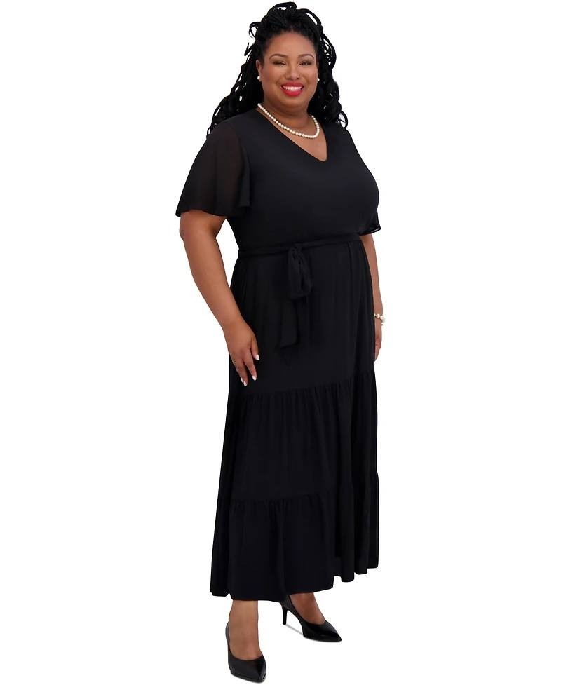 Kasper Women’s V‑Neck Flutter Sleeve Maxi Dress – 3X – NWT – $99