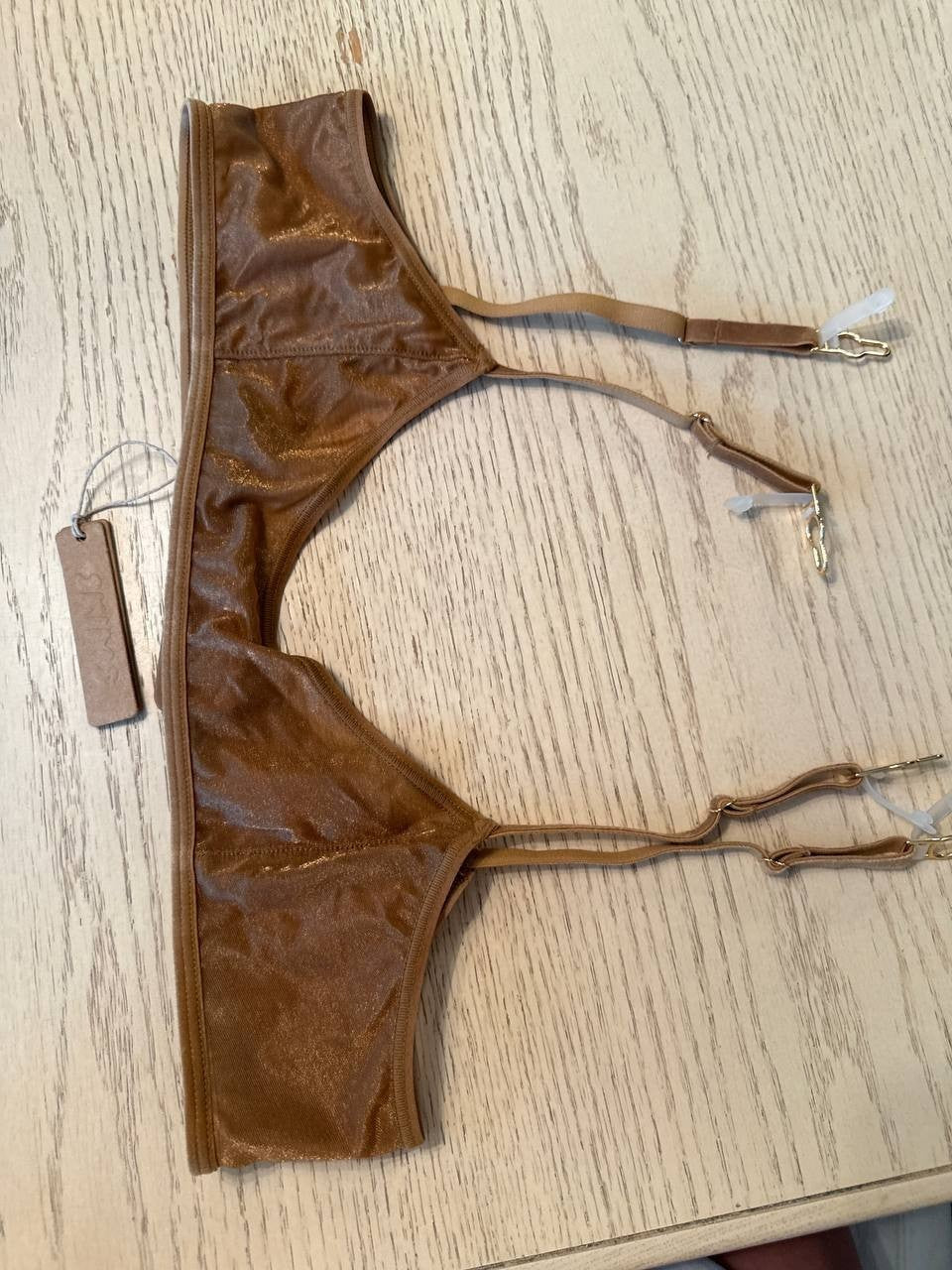 SKIMS Brown Sheer Mesh Bikini Top Size L - Adjustable Straps, NWT for Women