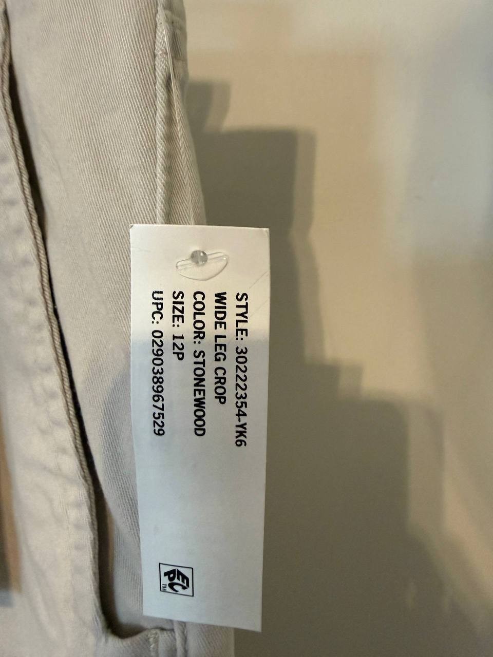 Gloria Vanderbilt Shape‑Effect Pull‑On Wide‑Leg Crop-STONEWOOD–12P–NWT–MSRP$50