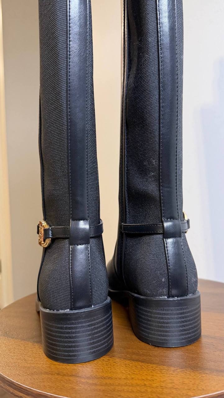 Tommy Hilfiger Imizza Boots 7.5M Black Faux Leather Knee‑High NIB msrp$159