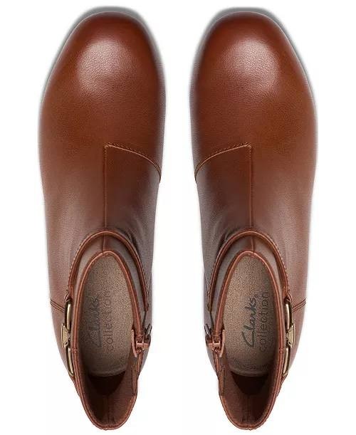 Clarks  Booties  Dark  Tan  9M  New  $130