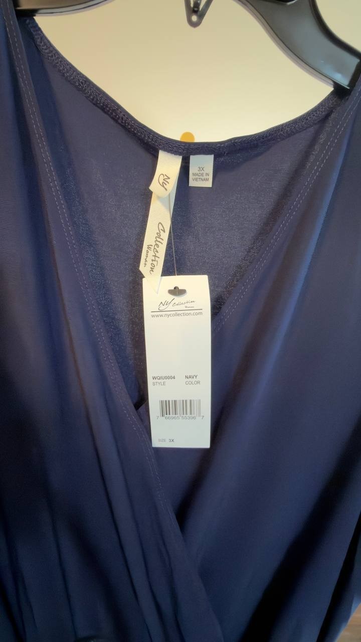 NY Collection Plus Size Sleeveless Belted Jumpsuit Women’s 3X Navy NWT $59.95