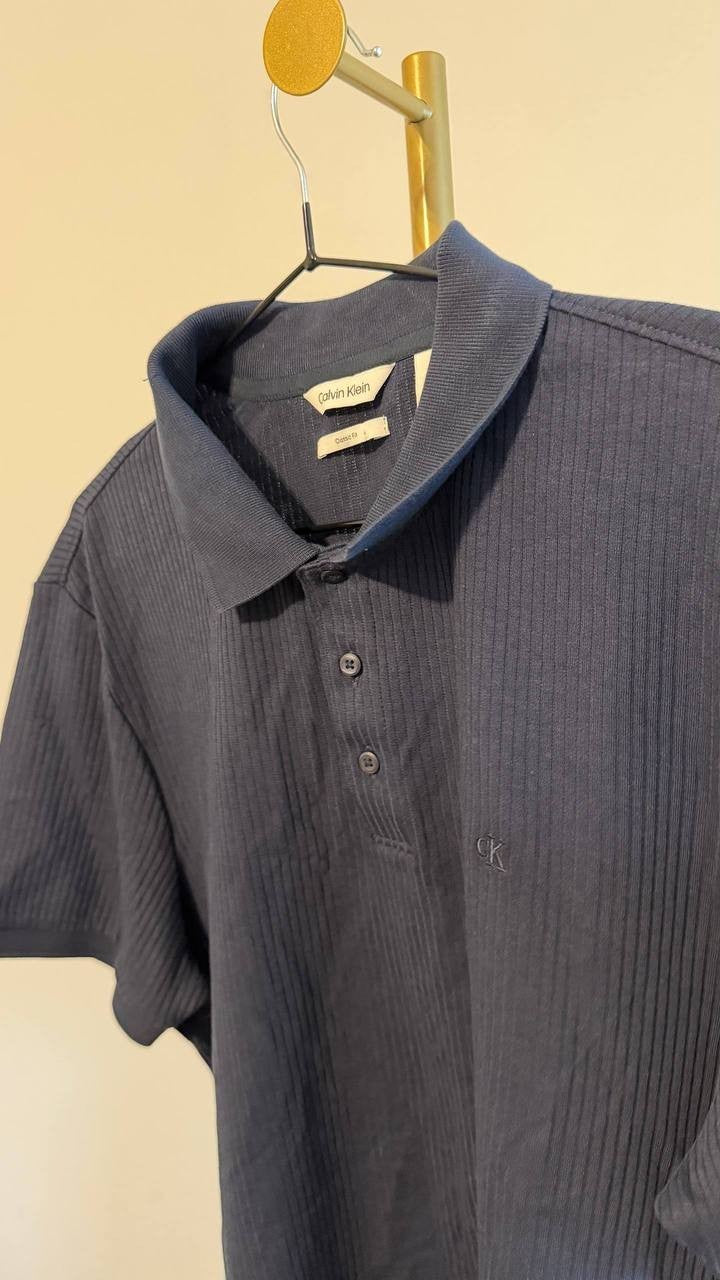 Calvin Klein Men’s Classic Fit Polo Shirt Navy M 100% Cotton NWOT