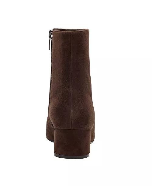 Marc Fisher Gismo Block Heel Dress Booties Dark Brown 9M Suede $159 NWB