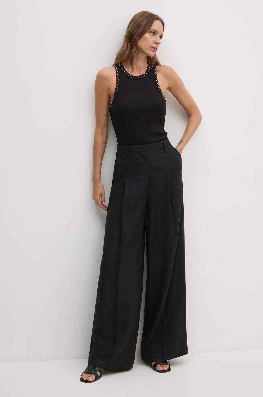 DKNY Studded Ribbed Tank Top – Black, Sleeveless, Size L