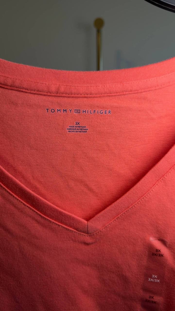 Tommy Hilfiger Plus Size V‑Neck T‑Shirt Coral 4X NWT $24.50
