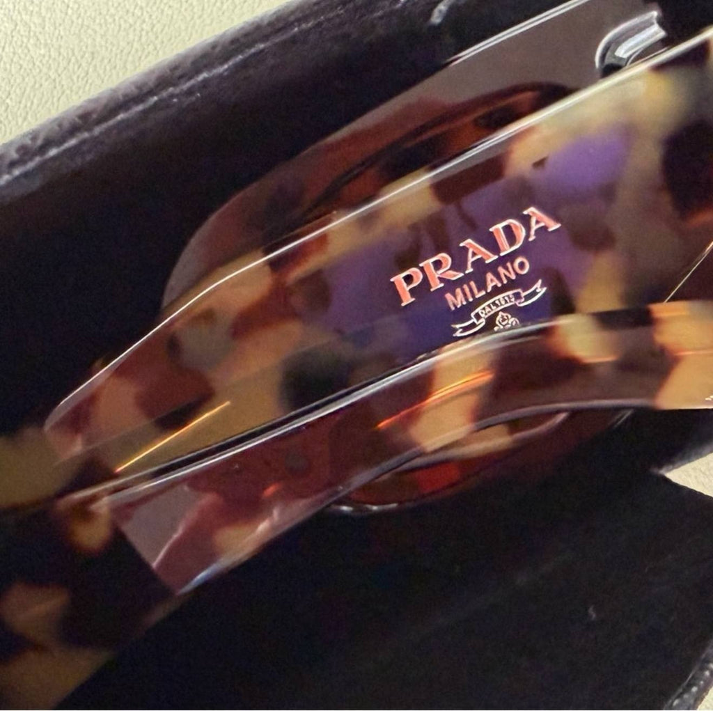 Prada SPR 15Y‑F Tortoise Blue Lens Sunglasses 52mm 2AU‑05Q Italy $375 NWB