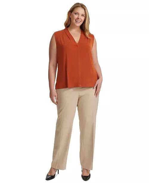 Calvin Klein Plus V-Neck Sleeveless Top – Size XL – NWT – Mocha